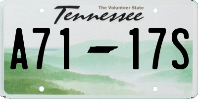 TN license plate A7117S