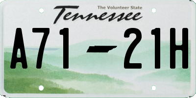 TN license plate A7121H