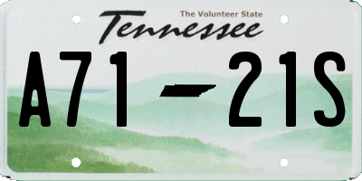 TN license plate A7121S