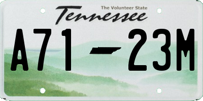 TN license plate A7123M