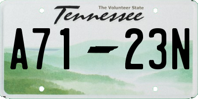 TN license plate A7123N