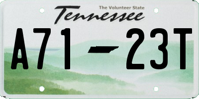 TN license plate A7123T