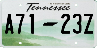 TN license plate A7123Z