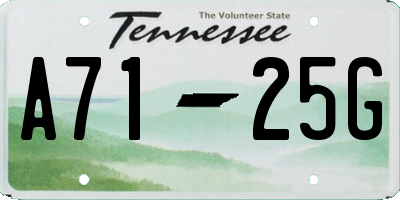TN license plate A7125G