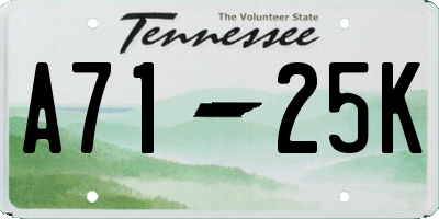 TN license plate A7125K