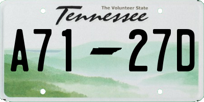 TN license plate A7127D
