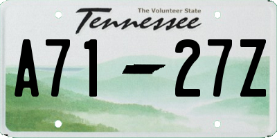 TN license plate A7127Z