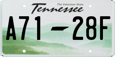 TN license plate A7128F