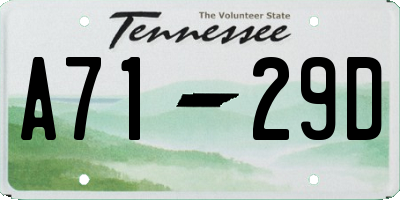 TN license plate A7129D
