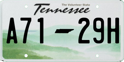 TN license plate A7129H