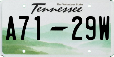 TN license plate A7129W