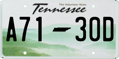 TN license plate A7130D