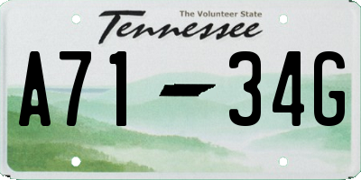 TN license plate A7134G