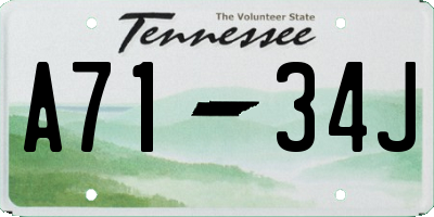 TN license plate A7134J