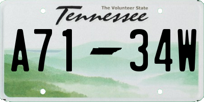 TN license plate A7134W