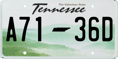 TN license plate A7136D