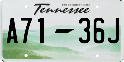 TN license plate A7136J