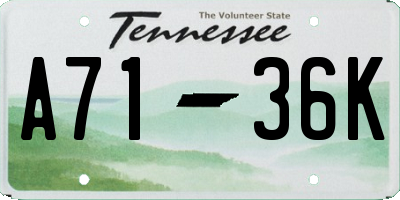 TN license plate A7136K