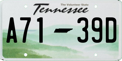 TN license plate A7139D