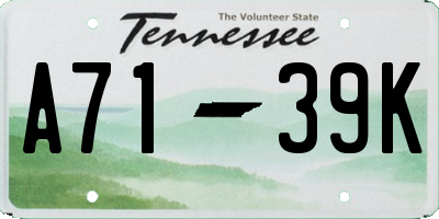 TN license plate A7139K