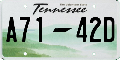 TN license plate A7142D
