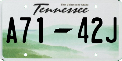 TN license plate A7142J