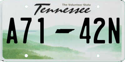TN license plate A7142N