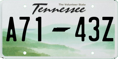 TN license plate A7143Z