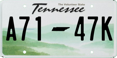 TN license plate A7147K