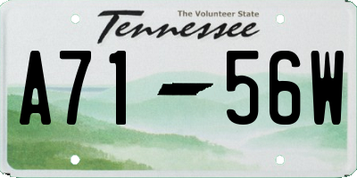 TN license plate A7156W