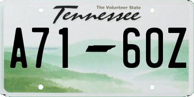 TN license plate A7160Z