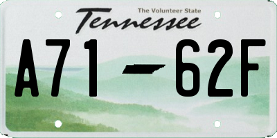 TN license plate A7162F