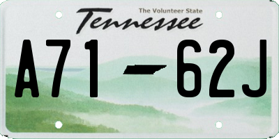 TN license plate A7162J