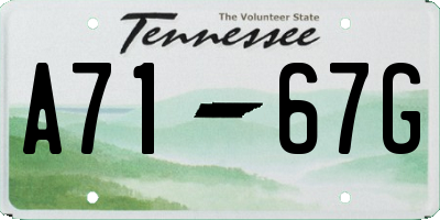 TN license plate A7167G