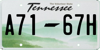 TN license plate A7167H