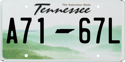TN license plate A7167L