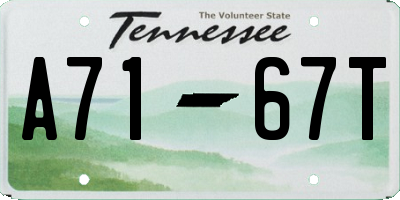 TN license plate A7167T