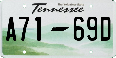 TN license plate A7169D