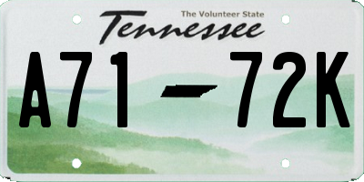 TN license plate A7172K