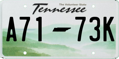 TN license plate A7173K