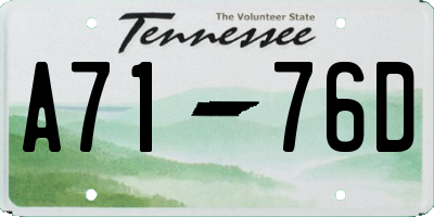 TN license plate A7176D