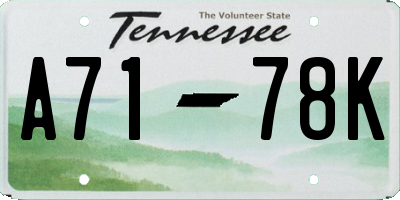 TN license plate A7178K