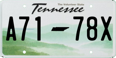 TN license plate A7178X
