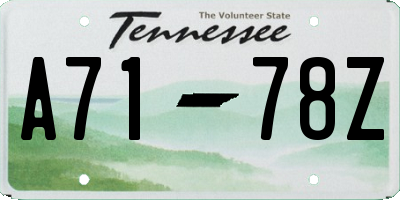 TN license plate A7178Z