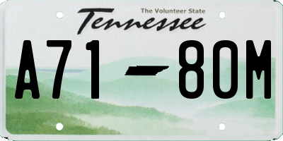 TN license plate A7180M