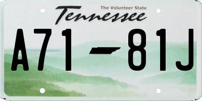 TN license plate A7181J