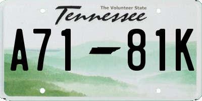 TN license plate A7181K