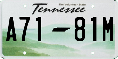 TN license plate A7181M