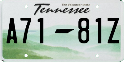 TN license plate A7181Z