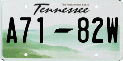 TN license plate A7182W